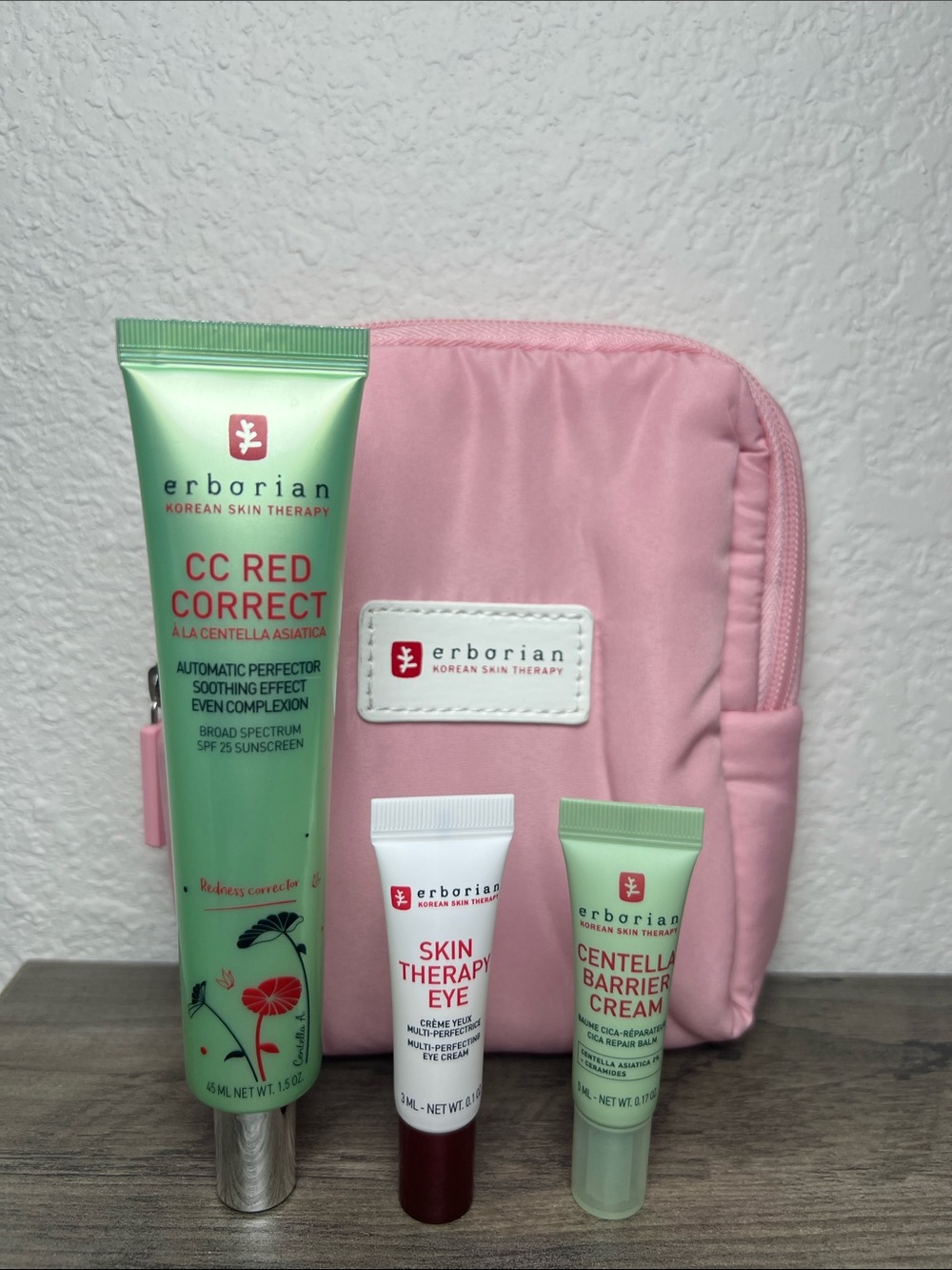 Erborian CC Red Correct, Centella Barrier Cream & Skin Therapy Eye Bundle